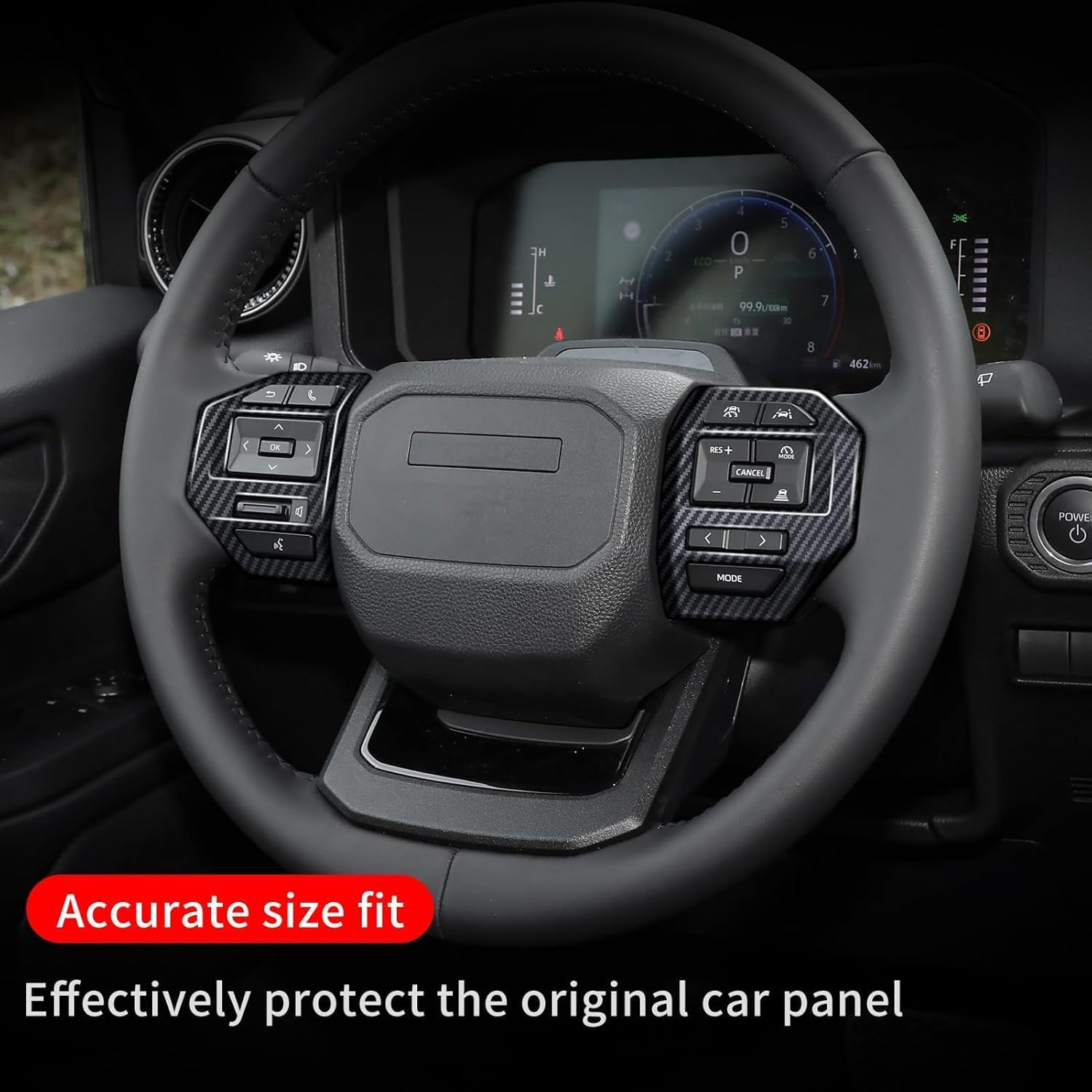 Carbon Fiber Style Steering Wheel Cover Decoration Suitable for Toyota Land Cruiser 250 1958 Prado LC250 J250 2024-2025 Interior Accessories (Button Cover) image number 1