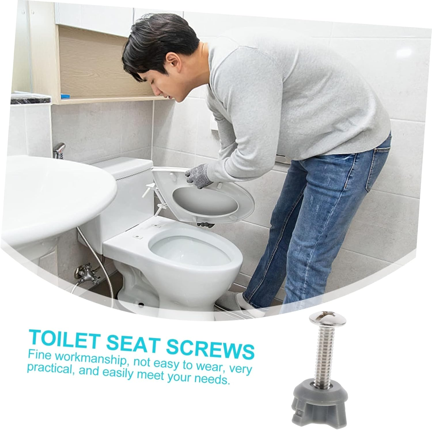 TEHAUX 2Pcs Toilet Seat Screws Expansion Bolts for Secure Toilet Cover Installation Fasteners for Easy Setup and Use image number 4