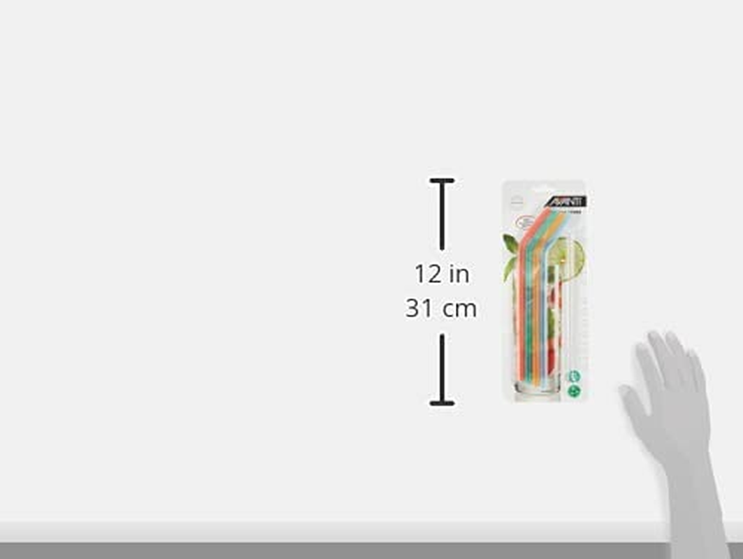 Avanti 14913 Silicone Straws with Cleaning Brush 4 Piece Set, Multicolour