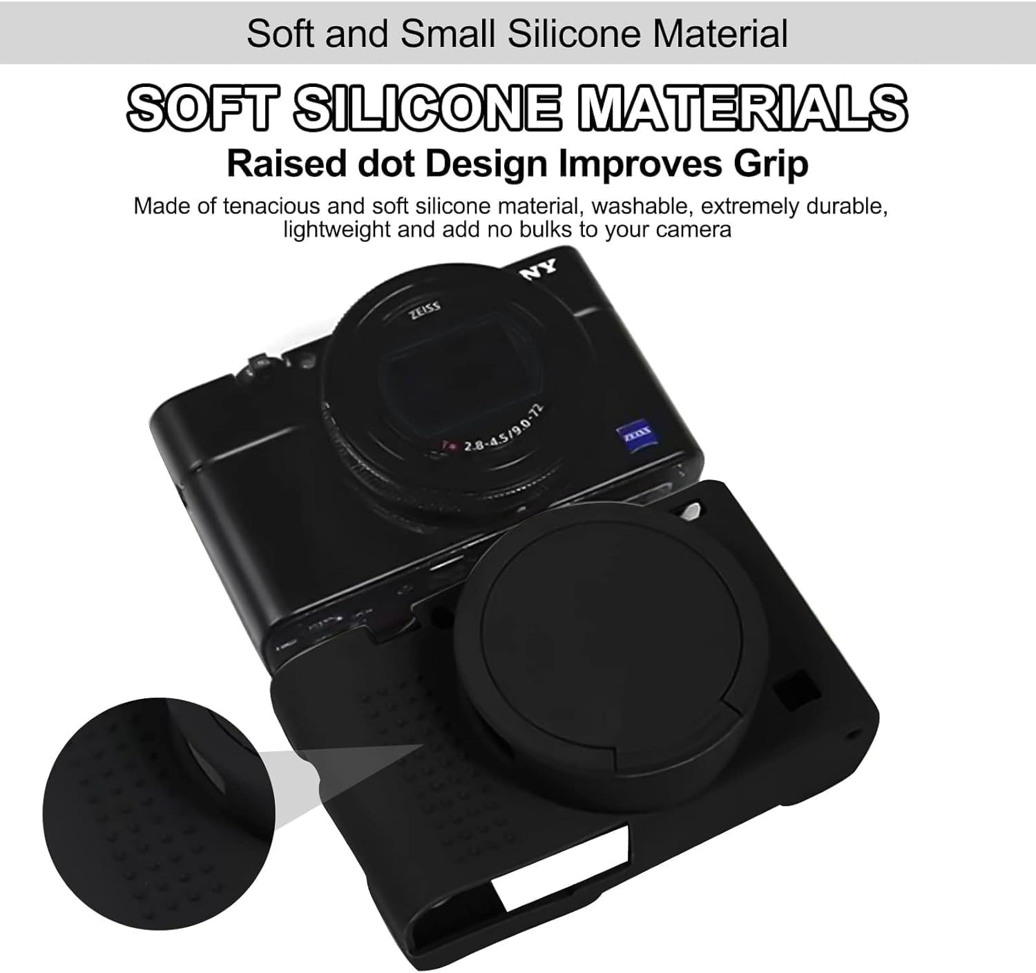 Camera Case for  RX100 VII, Soft Silicone Protective Cover Protector Skin Removable Lens Cover for  DSC-RX100 VII DSC-RX100M7 Digital Camera (Black with Lens Cover) image number 1