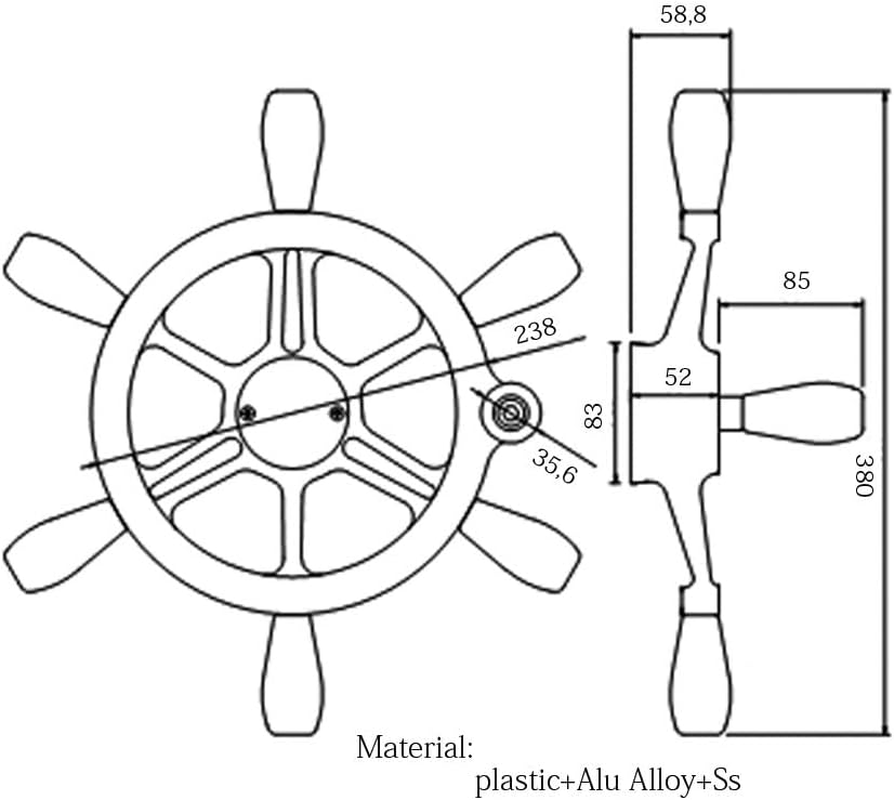 (Black) - Woqi WH002 Marine Steering Wheel image number 3