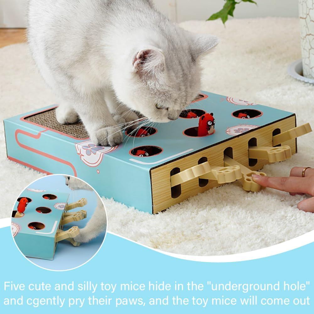 Interactive Cat Enrichment Tool,Kitty Puzzle Box,Kitty Scratching Board,Cat Claw Sharpening Pad, with Spring,Pet Interactive Tool,Bring Fun, Relieve Boredom and Train IQ image number 4