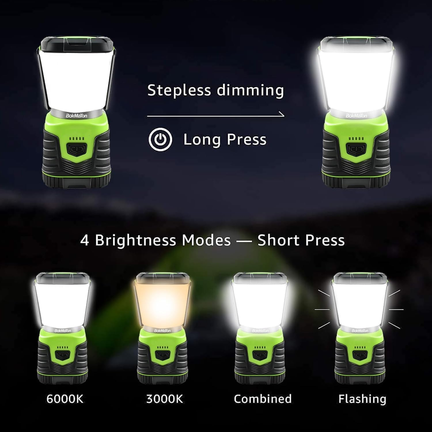 LED Camping Lantern, 4400Mah Rechargeable Camping Lights, 1000LM, 4 Light Modes, IPX4 Waterproof Tent Lights, Portable Flashlight for Power Outages, Emergency, Hiking (1) image number 1