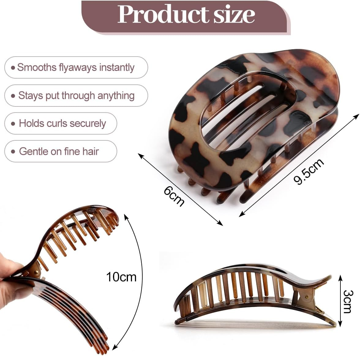 Pack of 6 Women'S Hair Clips, Flat Hair Clips, French Clip, Non-Slip Side Hair Clips for Thick and Thin Hair, Strong Hold for Everyday Life, Sports, Driving as Hair Accessories (Glossy Leopard) image number 2