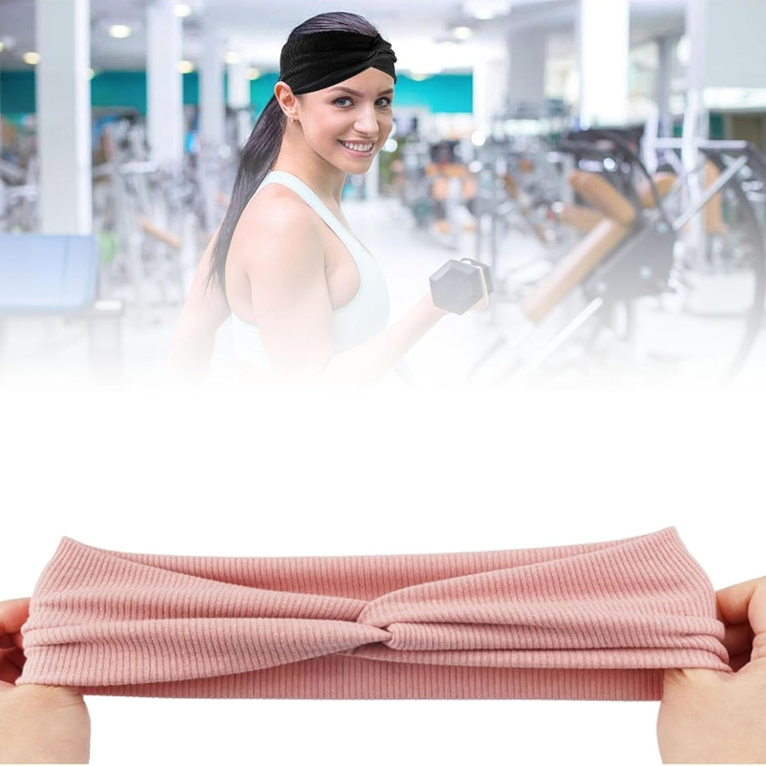 Alriedy Elastic Headbands, Pack of 5 Cotton Hair Bands for Men and Women, Thin Sports Headbands for Yoga and Fitness, Warm and Non-Slip, Ideal for Everyday Use and Sports image number 2