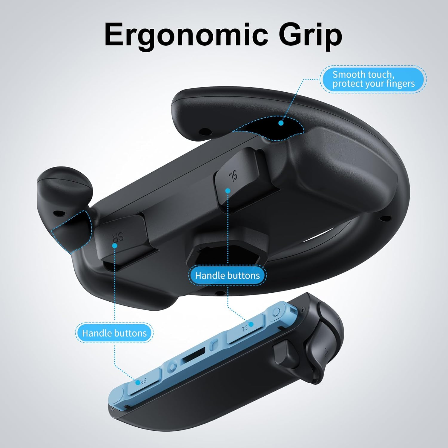 HONCAM Steering Wheel for Nintendo Switch/Switch 2, Racing Wheel Table Attachment with 4 Suction Cup for Joycons, Enhanced Stability for Immersive Racing Games, Black