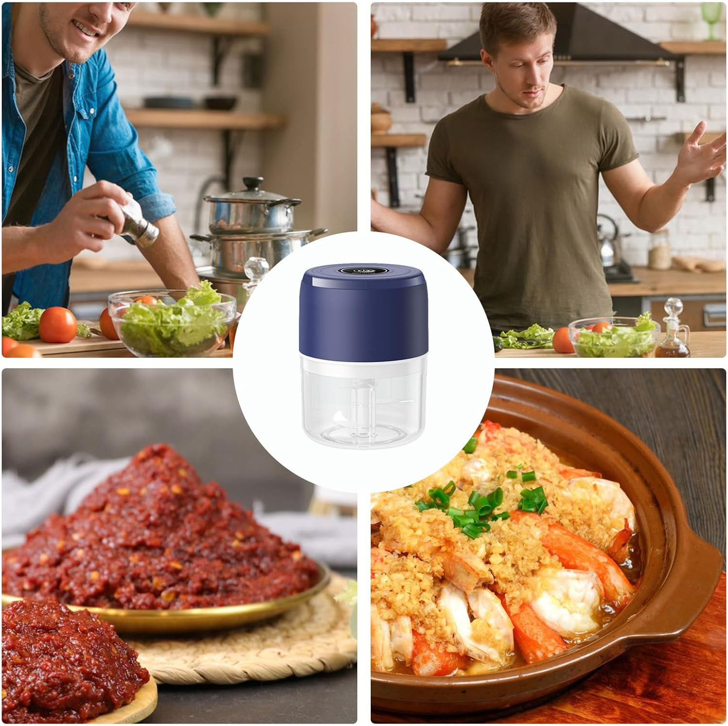 Mini Electric Food Chopper - Mini Kitchen Utensils | Small Vegetable Slicer - for Fruits Vegetables Meat Busy Professional Meal Prep Cooking Lover Beginners RV Dorm Tailgating Parties image number 6