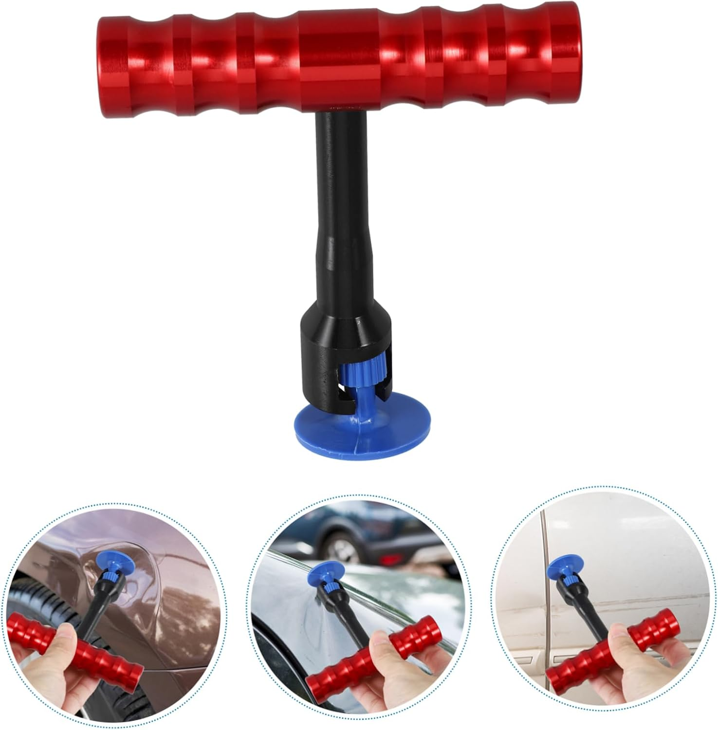 PLAFOPE T-Handle Dent Puller and Dent Remover Tool Set for Automotive Body Repair with Mini T-Bar and 18 Puller Tabs for Sturdy Grip Design for Efficient Hail Damage Fixing