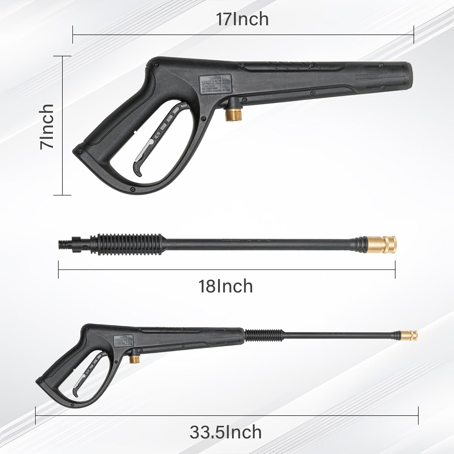 FGD Pressure Washer Gun Replacement Power Spray Car Wash Gun with Extension Wand M22-15Mm Thread Fitting 5 Nozzle Tips, 2320PSI 6.6GPM Compatible with Most Brand Power Washer image number 1