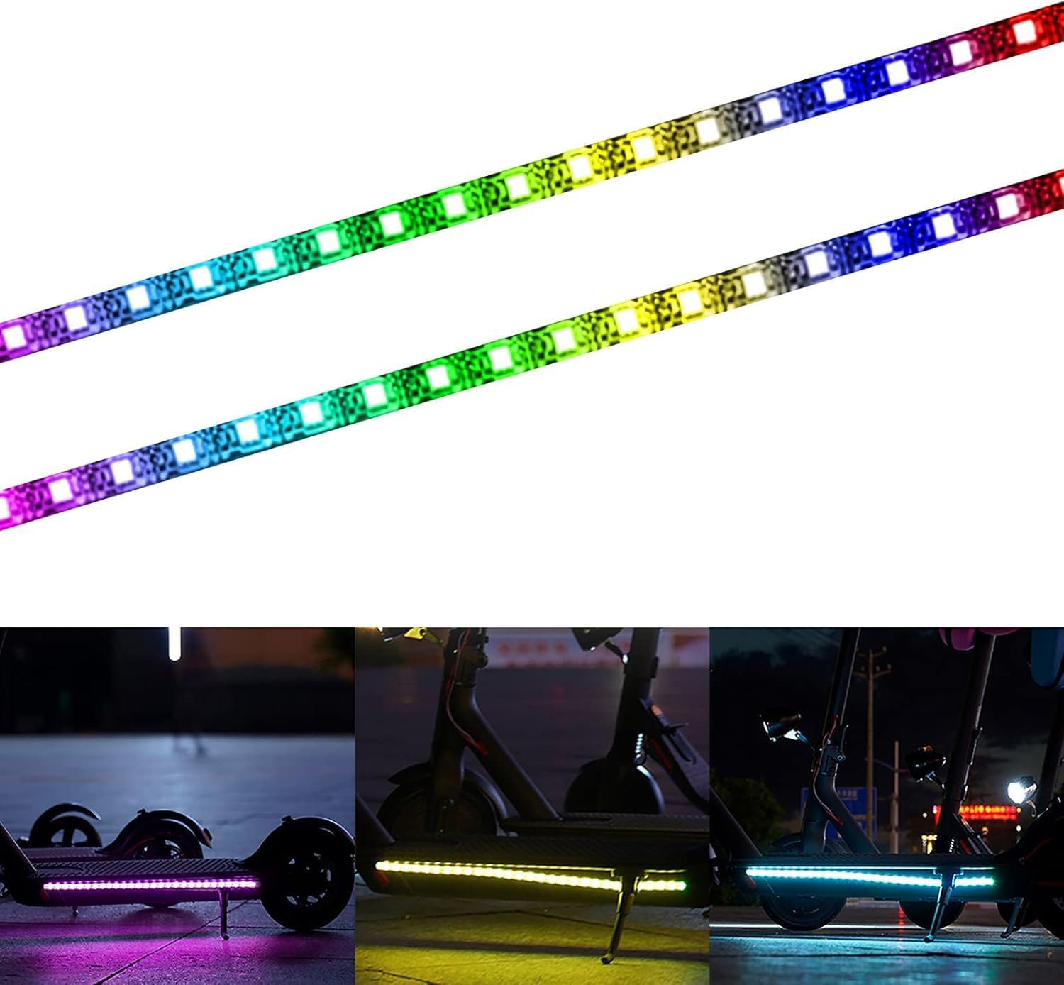 Miners2000 Electric Scooter LED Strip Light, 2 Pack Night Cycling Colorful Lamp Waterproof Safety Skateboard Scooter Accessories for Outdoor Wide Wheel Scooter 50Cm image number 5