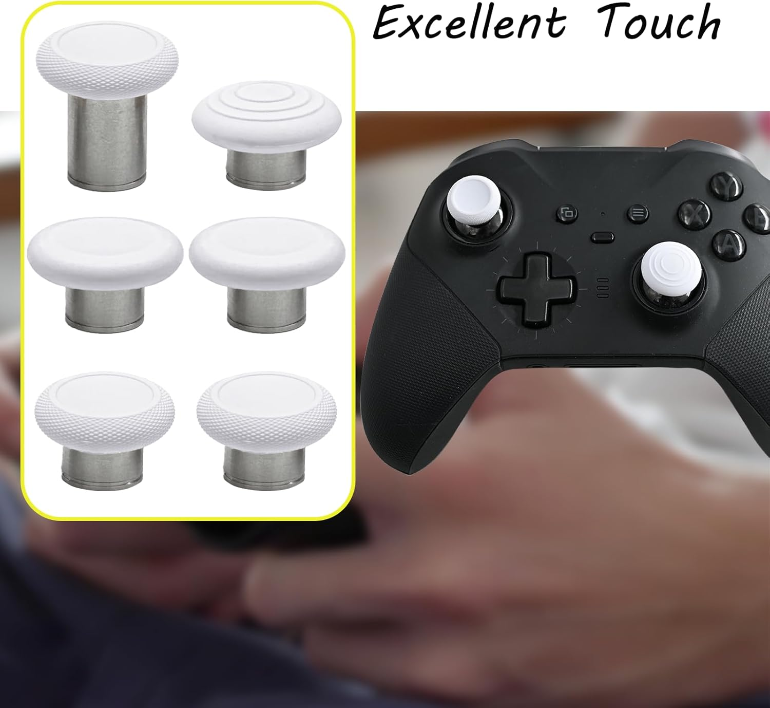 6 in 1 Swap Magnetic Thumbsticks Set for Xbox Elite Series 2 Controller,Replacement Joysticks Parts for Controller Elite Series 2/Elite Series 2 Core Controller(White) image number 3