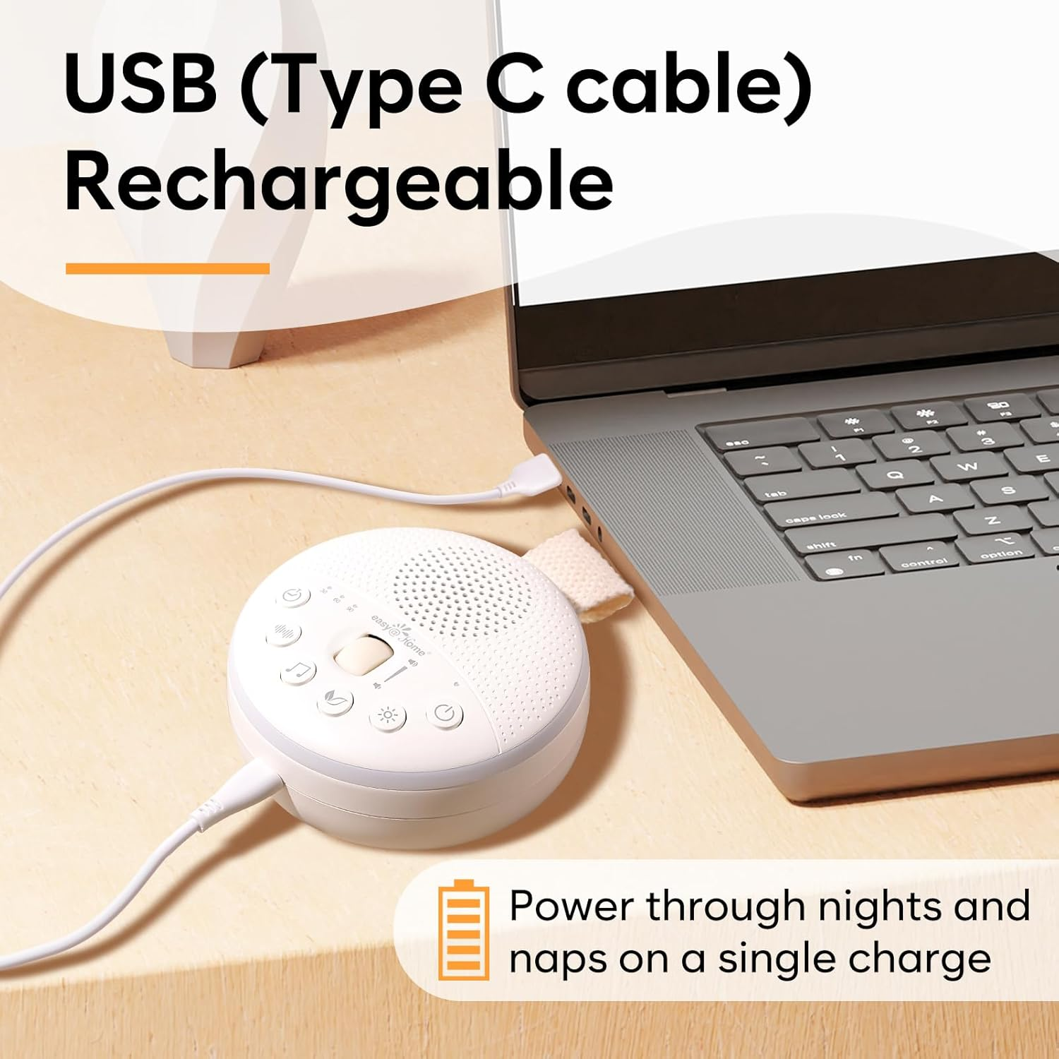 Easy@Home White Noise Machine: Portable Baby Sound Machine 34 Soothing Lullabies & Nature Sounds | 3 Timer Set | Night Light | Baby Essentials for Newborn | High Exact Roller Volume Control image number 4