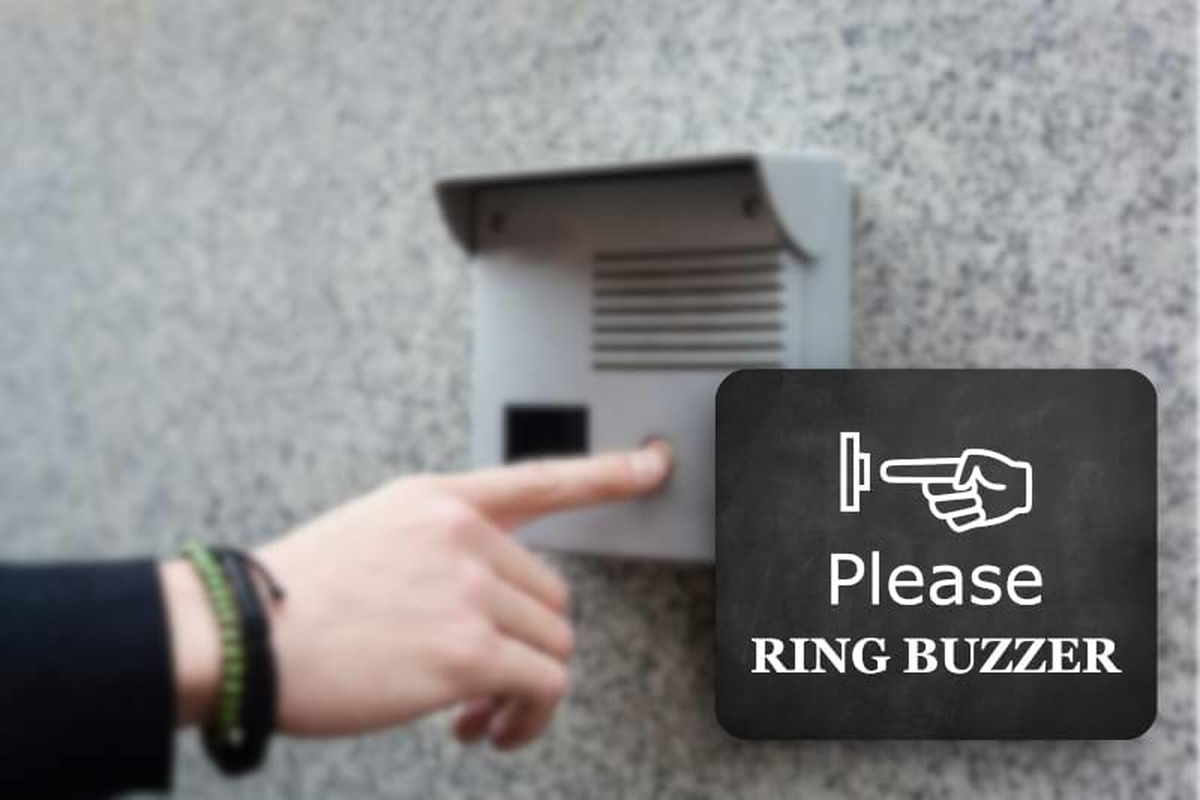 Black Self-Adhesive "Please Ring Buzzer" Sign - 4.72" X 3.94" - UV Printed for Outdoor Use image number 4