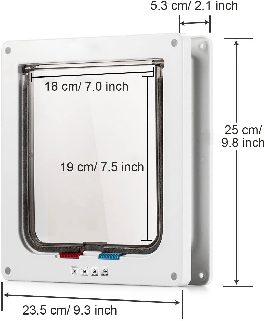 Zalati Cat Flap for Small Dogs, 4 Way Latch Exterior Doors, Weatherproof, for Puppies and Kittens, Large