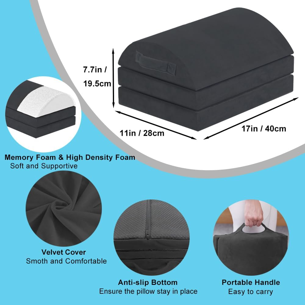 Large Size Foot Rest for under Desk with 3 Adjust Heights- Memory Foam Foot Stool - Back, Lumbar, and Knee Pain Relief - Perfect for Office, Home, Working and Gaming Use (Black) image number 4