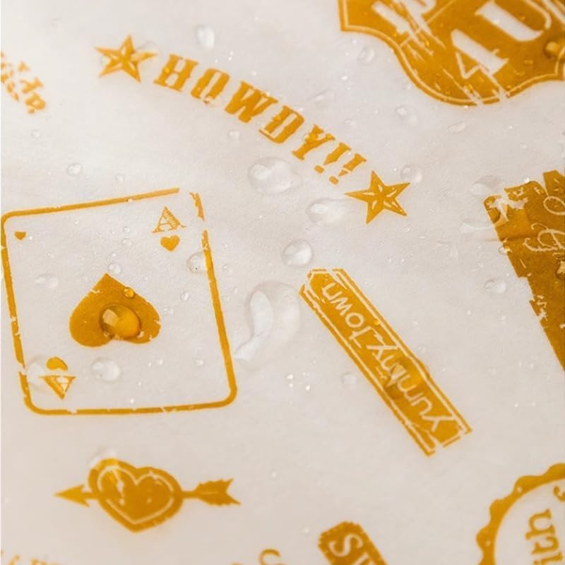 WADY 50 Sheets Food Grade Wrap Paper, Wax Paper Sheets for Food, Food Grade Wrap Paper Greaseproof Sandwich Wrap Paper, Baking Wrapping Paper Deli Paper,For Sweets Cakes Cheese Baking (Style Stamp) image number 3