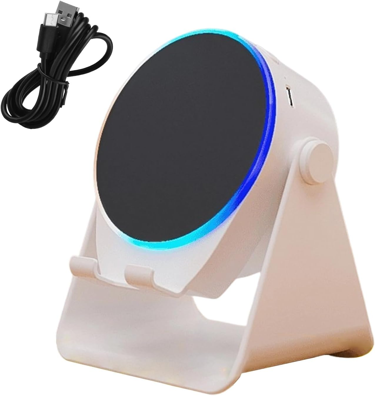 Desk Speakers - Phone Stand Induction Amplifier,360 Degree Rotate Bathroom Speaker with RGB Light,For Night Kitchen Bathroom Tablet