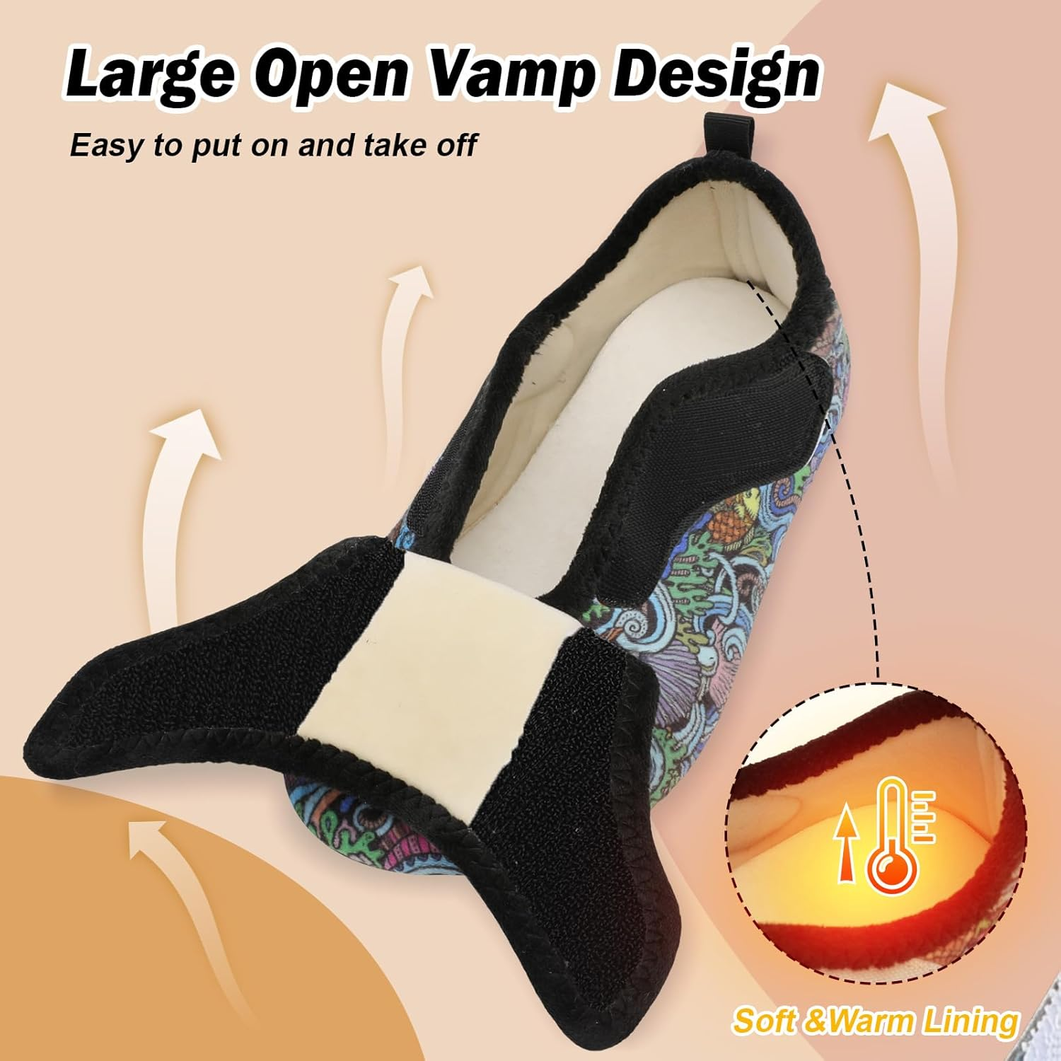 BARERUN Slippers for Women Men Wide House Diabetic Shoes for Women Men Warm Arthritis Edema Swollen Neuropathy Socks Slip on Adjustable Fuzzy Comfy Soft Womens Mens Bedroom Sliipers image number 3