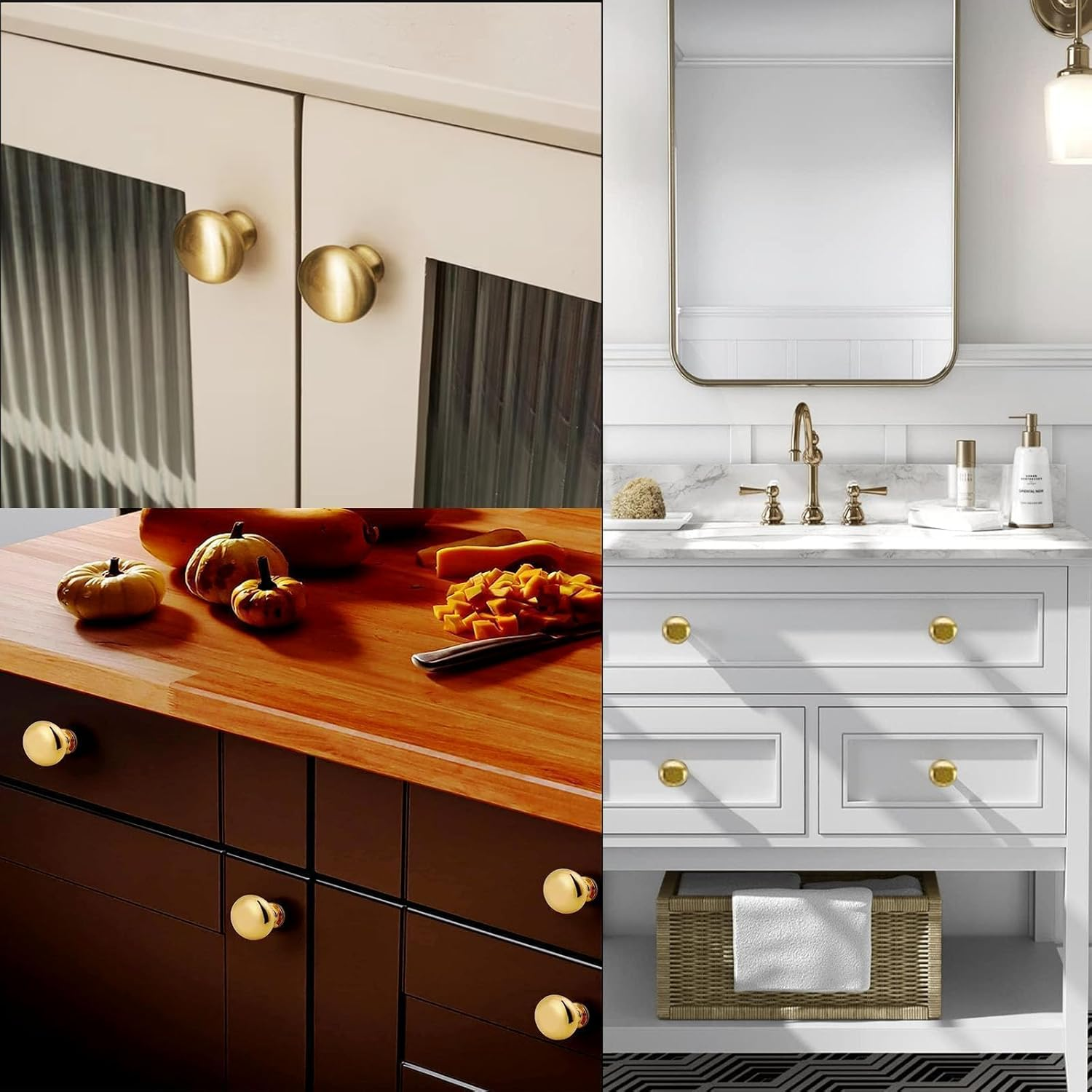 Octinpris Gold Drawer Knobs Polished Chrome Cabinet Hardware round Mushroom Gold Cabinet Knob Pull Handle 30Mm/1.18" for Kitchen Cupboard Furniture Chest Door Dresser Bathroom (10Pack) image number 2