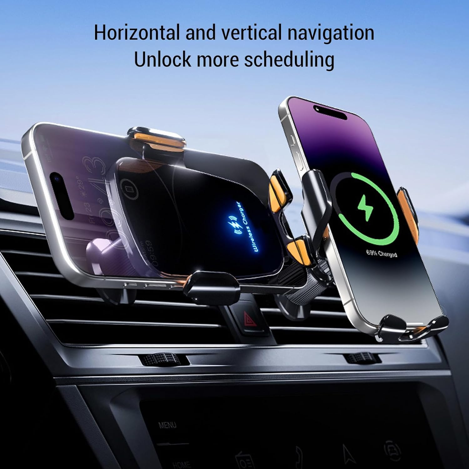 Eosnow Wireless Car Charger 15W Fast Charging Auto Sensor Smartphone Holder Adjustable Viewing Angles Car Mount Compatible with Iphone Samsung Galaxy All 4.7 to 7.2 Inch Phones image number 6