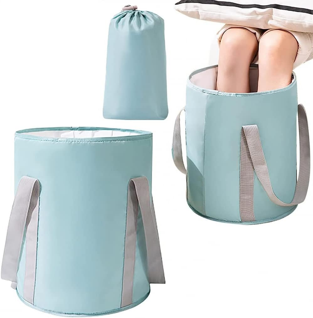 Portable Footbath Bag, Foldable Footbath, Portable Washbasin Bucket, Large-Capacity Tub, Pedicure Massage Washbasin, Outdoor Travel Footbath (Color: Blue) image number 3