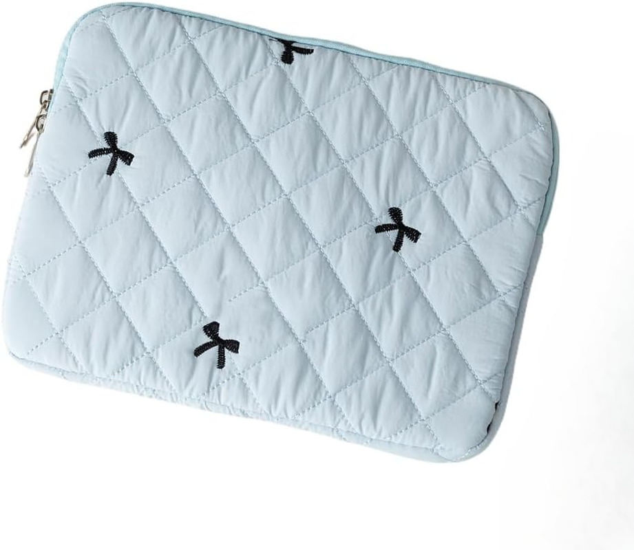 Cute Bow Graphic Carrying Laptop Bag Y2K Preppy Laptop Sleeve Case Bag Kawaii Pad Computer Protect Case Pouch (13-14 Inch,Blue)