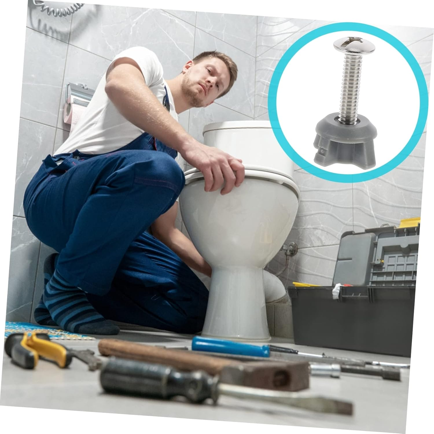 TEHAUX 2Pcs Professional Toilet Lid Fixing Screws Toilet Seat Accessories Replacement Hinge Bolts for Bathroom Wc image number 4