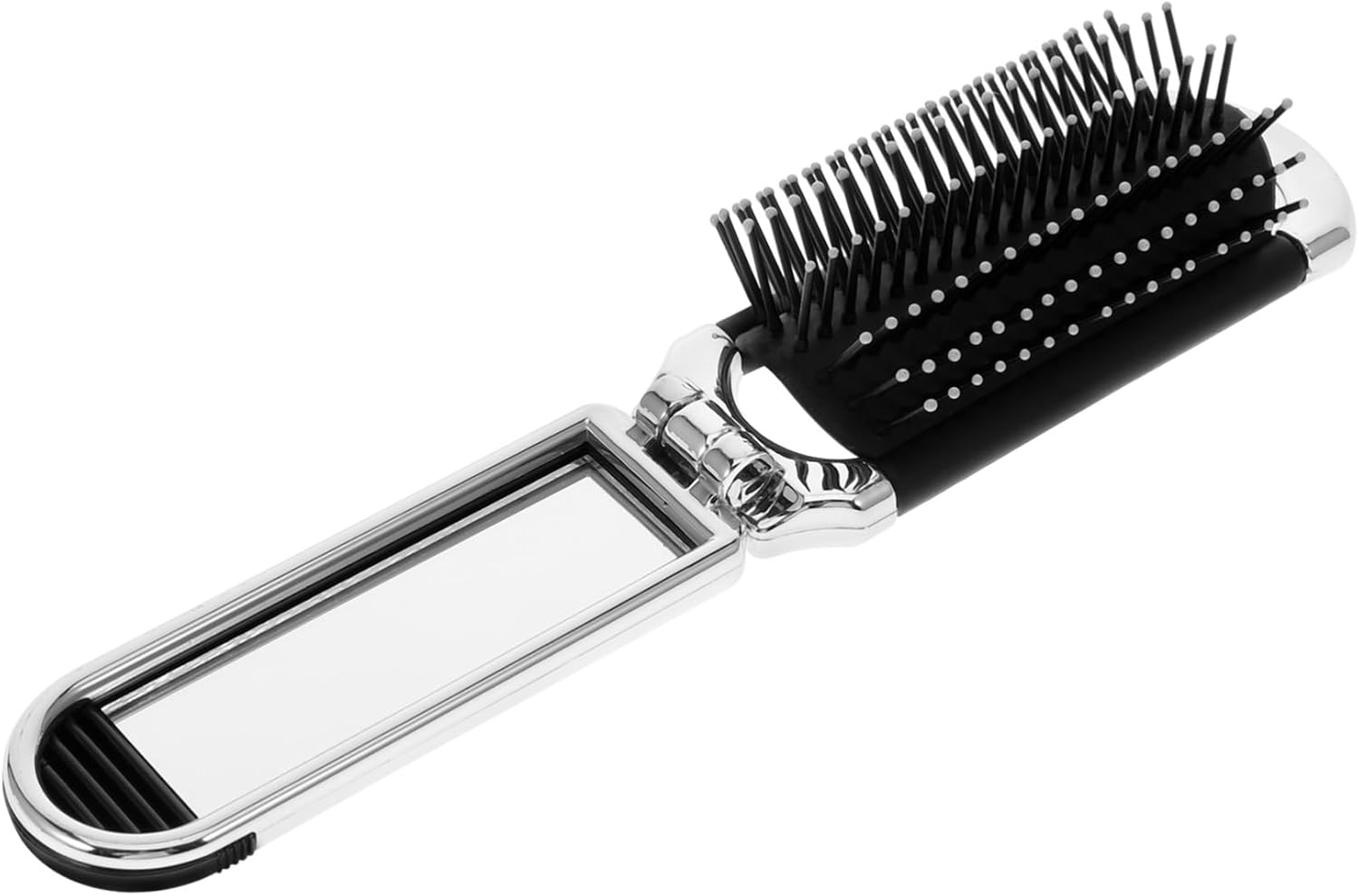 Folding Hair Brush Mirror Portable Mini Hair Comb for Purse Travel Size Compact Brush for Women image number 2