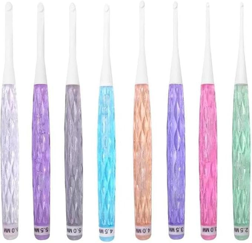 8Pcs Acrylic Crochet Hooks Set,Crystal Crochet Knitting Crochet Hooks,Non-Slip Crochet Hook Grips Crochet Hook,Plastic Crochet Hooks Ergonomic Crochet Hook Grips,Plastic Ergonomic Crochet Hook Set image number 4