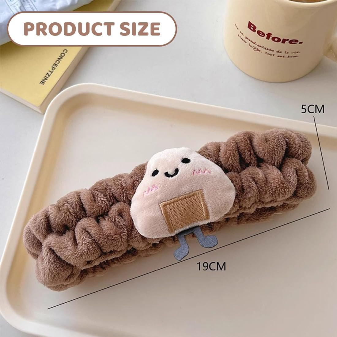 Spa Face Headband Wrist Wash Bands Set Face Wash Bracelets Elastic Makeup Hair Band Sweatband for Makeup and Washing Face Women Spa Yoga Shower, Coffee Colour