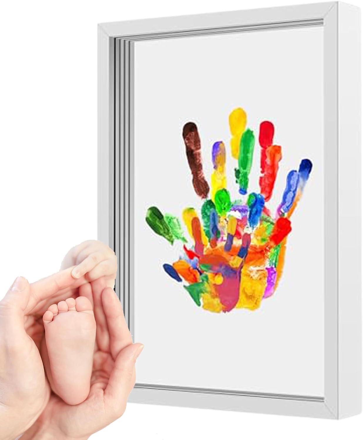 Family Handprint Kit,Handprint Craft Keepsake | Transparent Photo Frame Hangable Home Desk Ornament for Baby Shower Nursery