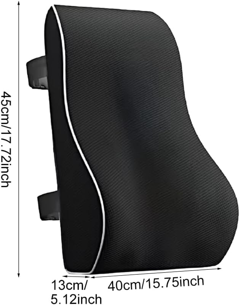 Ergonomic Lumbar Support Cushion, Memory Foam Back Support for Car Seat Office Chair Gaming Chair, Backrest with Breathable 3D Mesh Cover & Dual Adjustable Straps (Black) image number 3