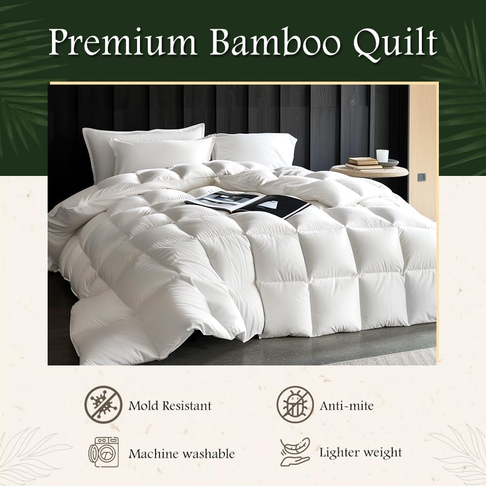 ZUNI Lightweight 420GSM All-Season Microfiber Comforter, Hypoallergenic Quilt with Renewable Fiber Fill, Machine Washable (White, Super King Size) image number 4