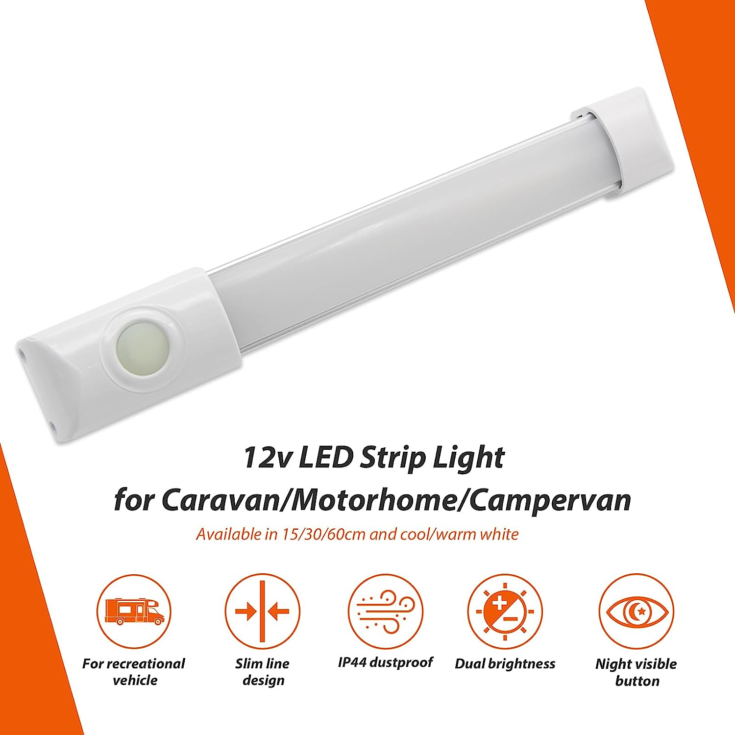 Dream Lighting under Cabinet Kitchen Lighting 12V 15CM LED Strip Bar Lights for Caravan Motorhome Boat Warm White Dimmable 50% 100% image number 6