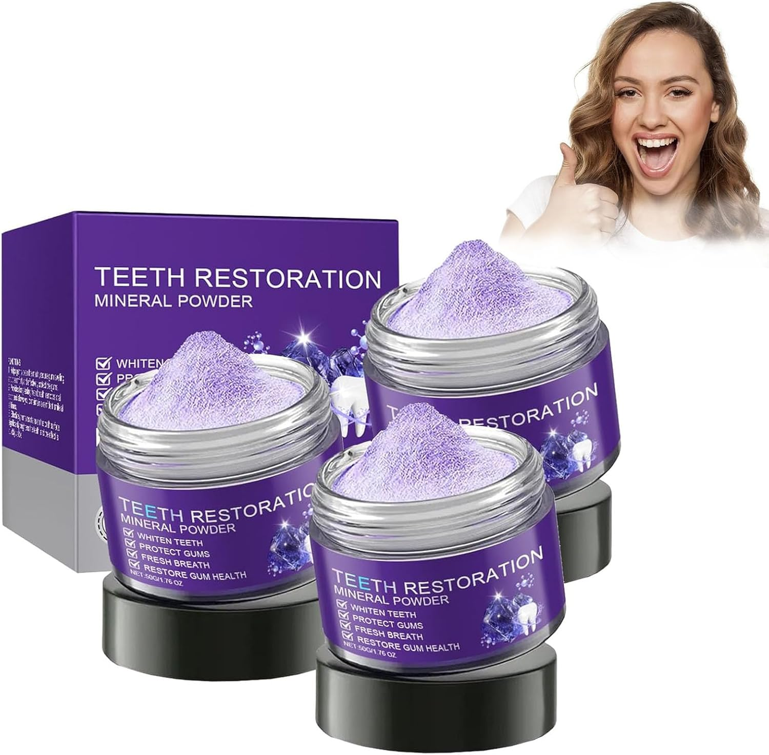 Odalit Teethrestoration Mineral Powder, New Teeth Restoration Mineral Powder Purple, Mineraltoothpowder, Teeth Restoration Mineralpowder Hydroxyapatite, Freshen Breath (1Pc)