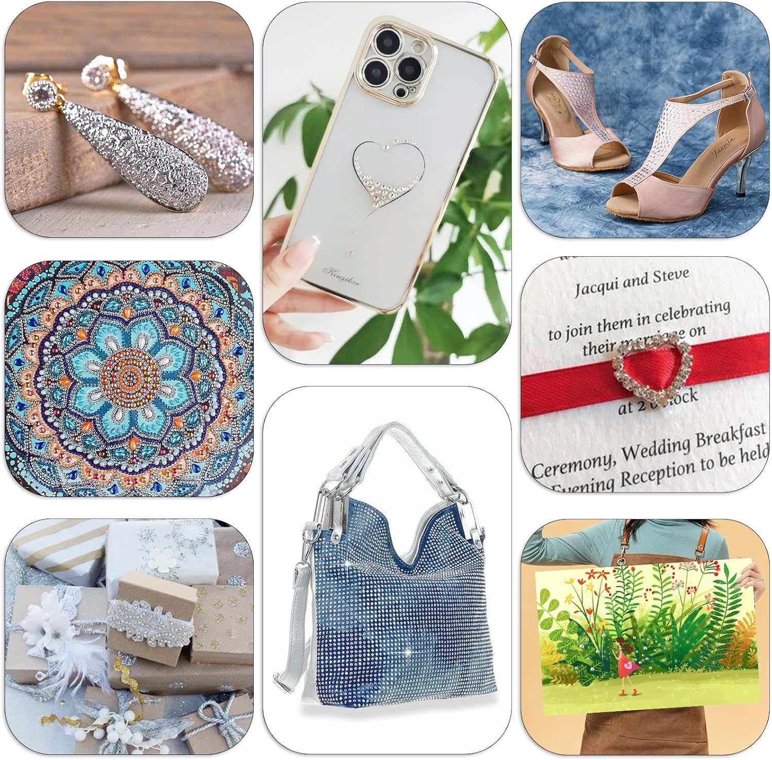 Aiqinu Self-Adhesive Glitter Stones, 16 Colours, 3600 Pieces, Rhinestones, 2/3/4/5/6 Mm, Various Sizes, Glitter Stones for DIY Crafts, Greeting Cards, Face, Nails Decoration image number 6