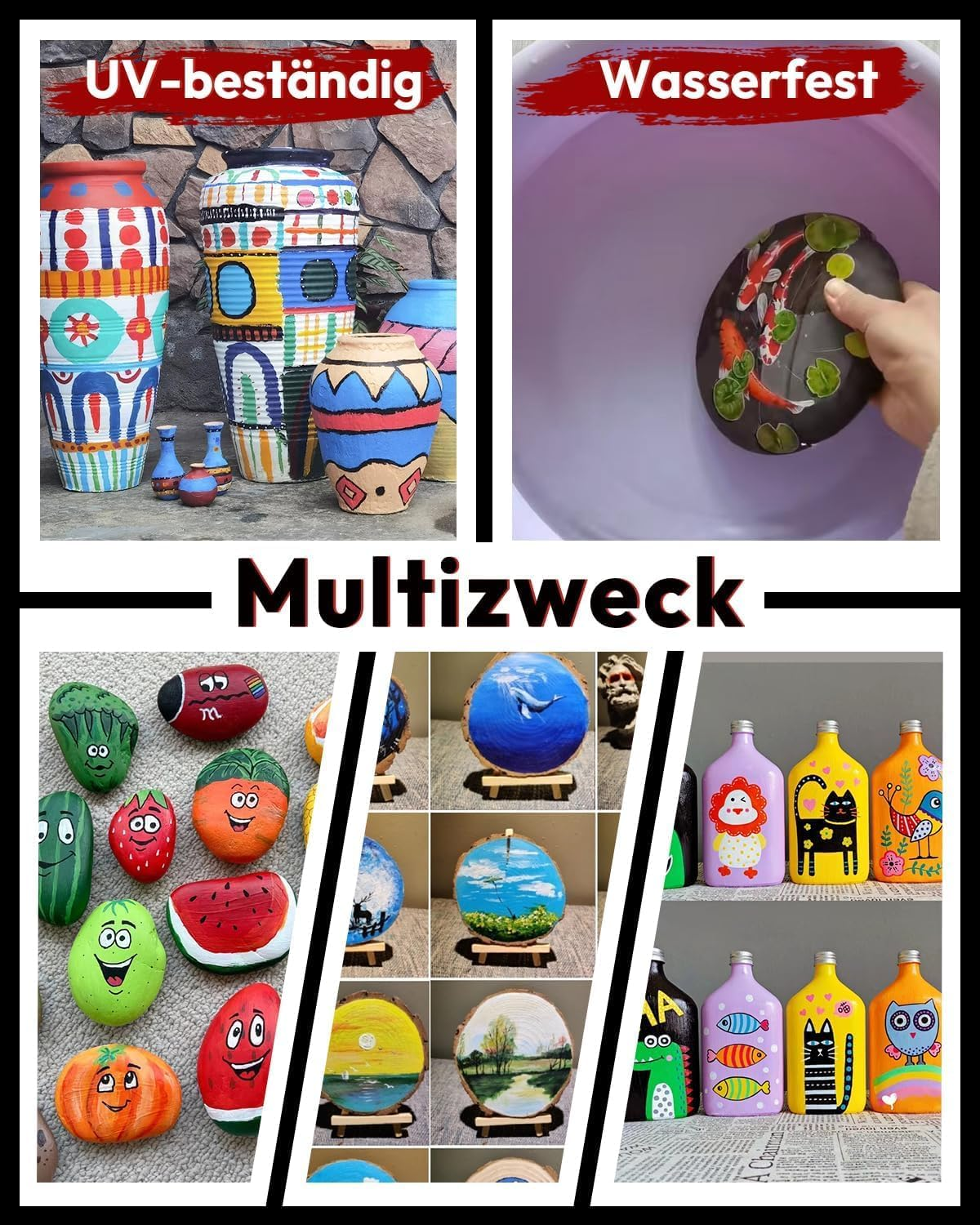 Fantastory Oster Acrylfarben Set 24X 60Ml,12 Pinsel;Exzellente Deckkraft,Hohe Lichtechtheit,Wasserfest Acrylic Paint;F&uuml;r Leinwand,Holz,Keramik,Modelle;K&uuml;nstler,Profis,Anf&auml;nger[Professionelle Serie image number 2