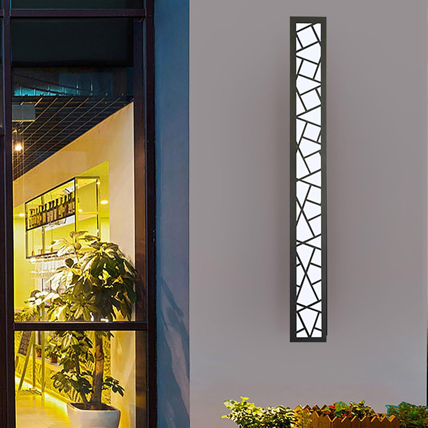 LED Outdoor Garden Wall Lights Exterior Long Indoor Wall Lamp Modern Black Wall Sconce IP65 Waterproof Wall Lighting outside Acrylic Light Porch Terrace Garage (100CM 58W,Warm Light)