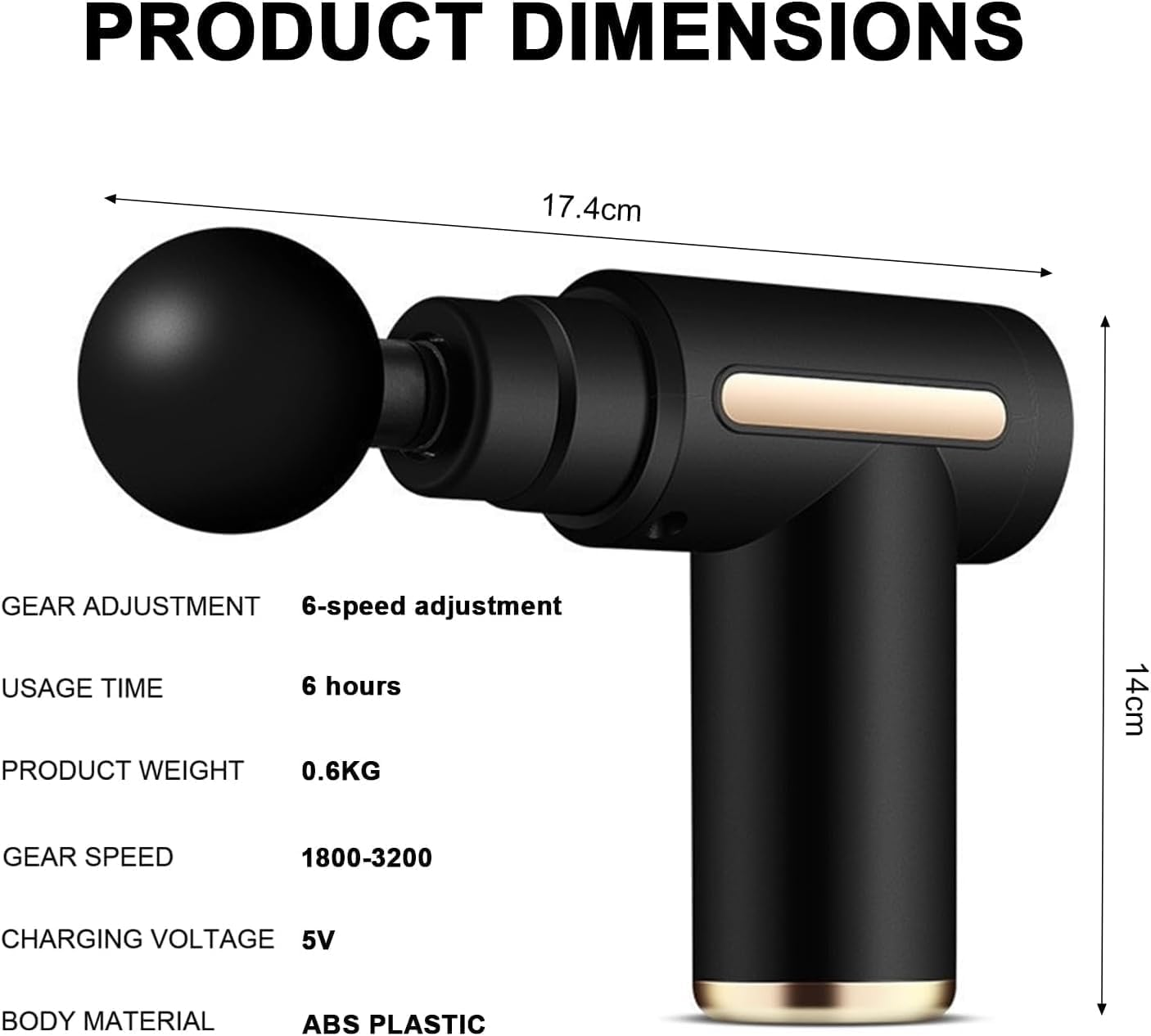 Fascia Gun, Powerful Percussion Massage Gun, Massage Gun with 6 Speed Levels, Type-C Charging, with LCD Display Touchscreen, Mini Massage Gun Portable for Pain Relief, Home and Office Use (Black)
