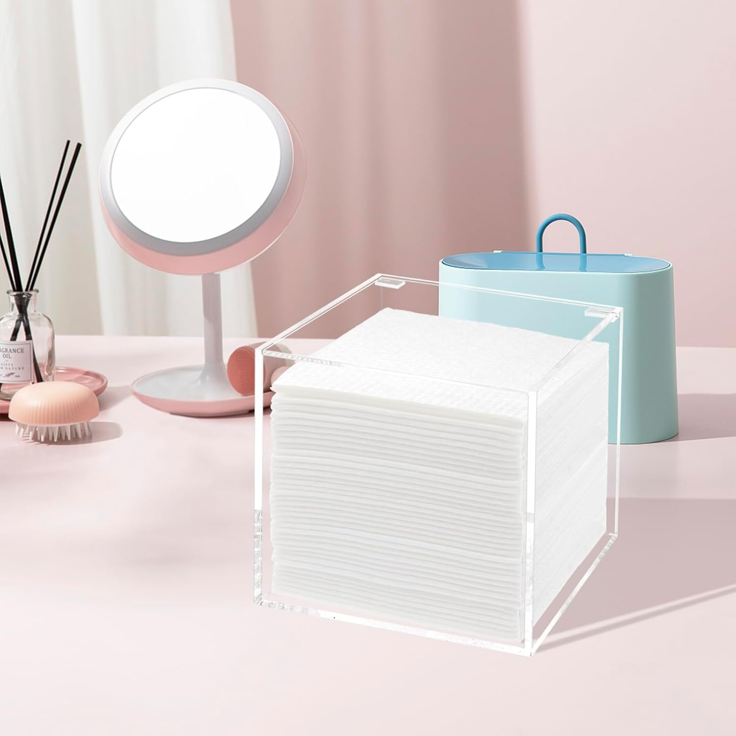 DELIPPLY Face Towelettes Disposable Holder, Disposable Face Towel Container Acrylic, Facial Towels Storage Box, Clear image number 3