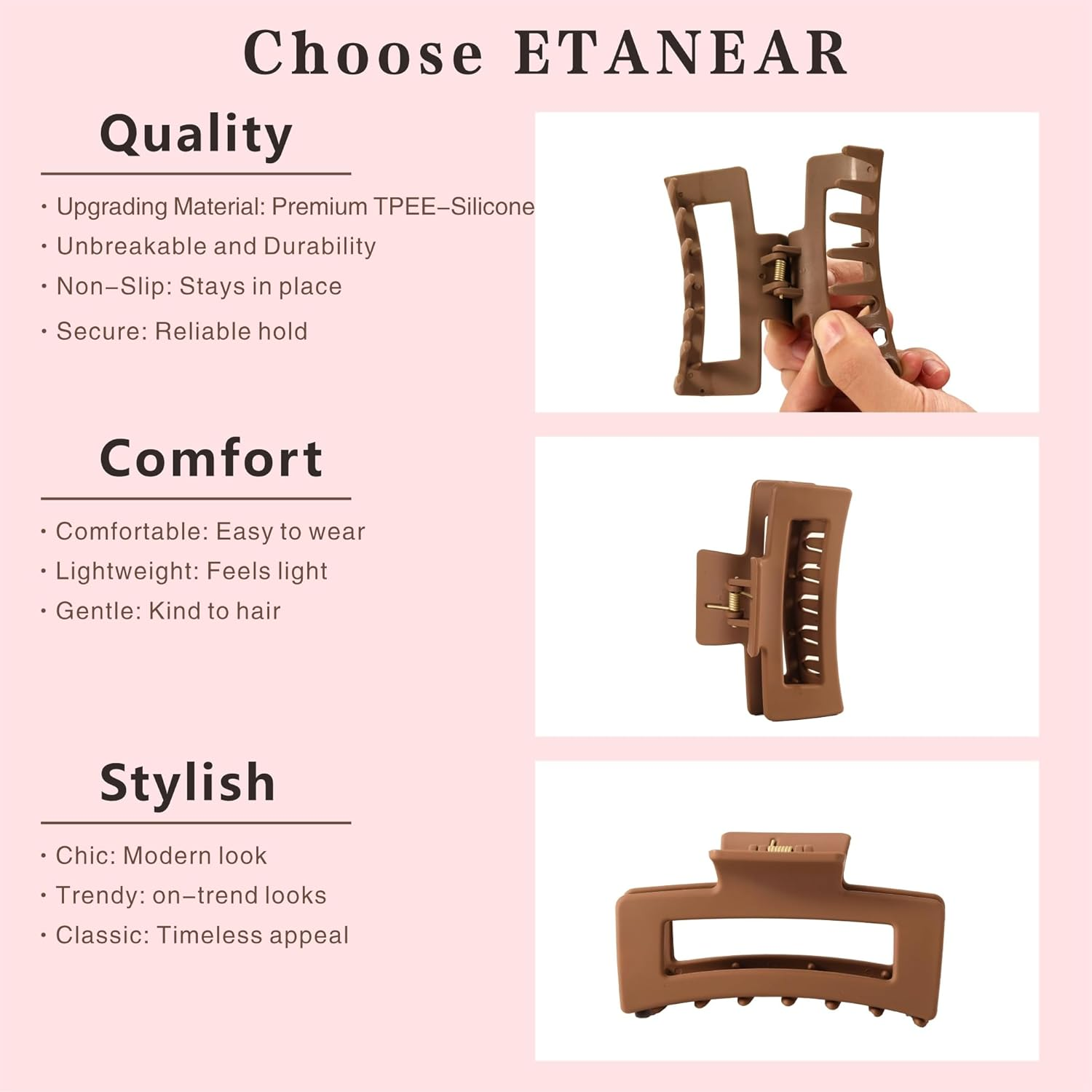 4Pcs Cloud Claw Clips for Women, 4.2 Inch Non-Slip Strong Hold Hair Claws, Unbreakable & Durable Tpee-Silicone Blend, Large Bendable Cozy Hair Clip for Thin/Thick/Curly Hair, All-Day Comfort