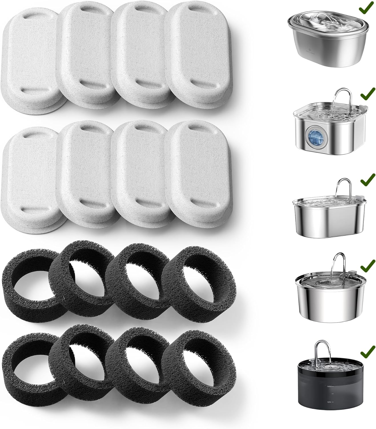 PETLIBRO 4/8 Packs Replacement Filters for Stainless Steel Cat Water Fountain PLWF003 & PLWF006, 2/4 Months Set of Replacement Filters Fot Pet Water Fountain Stainless Steel image number 1