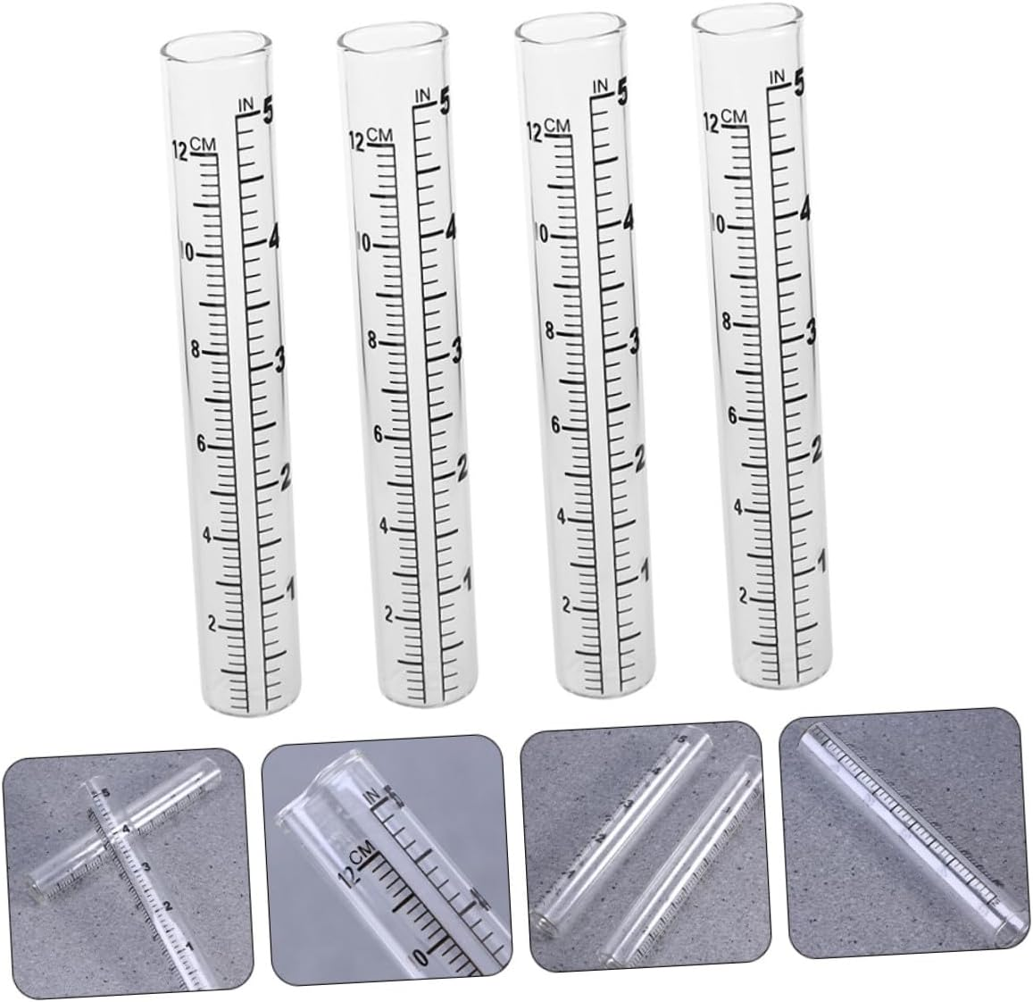 COHEALI 4Pcs Glass Rain Gauge Tubes with Enlarged Scale Outdoor Garden Rain Measuring Cups for Agriculture and Climate Research Read image number 1