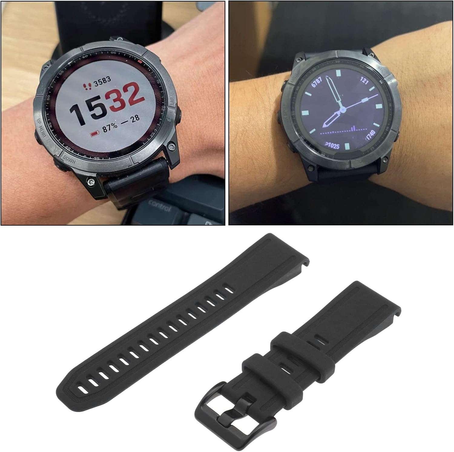 Emagtech Silicone Watch Strap Replacement Compatible with Garmin Fenix 7S/ Fenix 6S/5S/5S Plus/6S Pro Adjustable Watch Band Waterproof Wrist Strap 160-200Mm Black - Blue image number 4