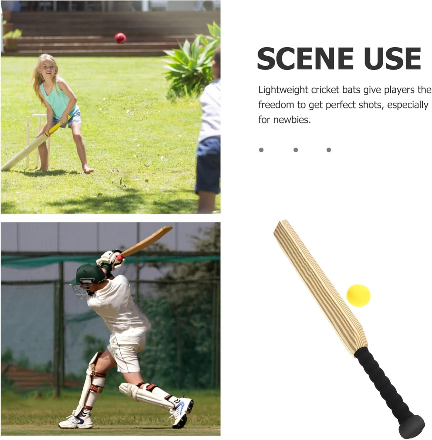 Cricket Bat Interactive Cricket Set Ball Cricket Bat Foam Padded Cricket Bat Indoor Balls for Home Beach Backyard (With Ball) image number 3