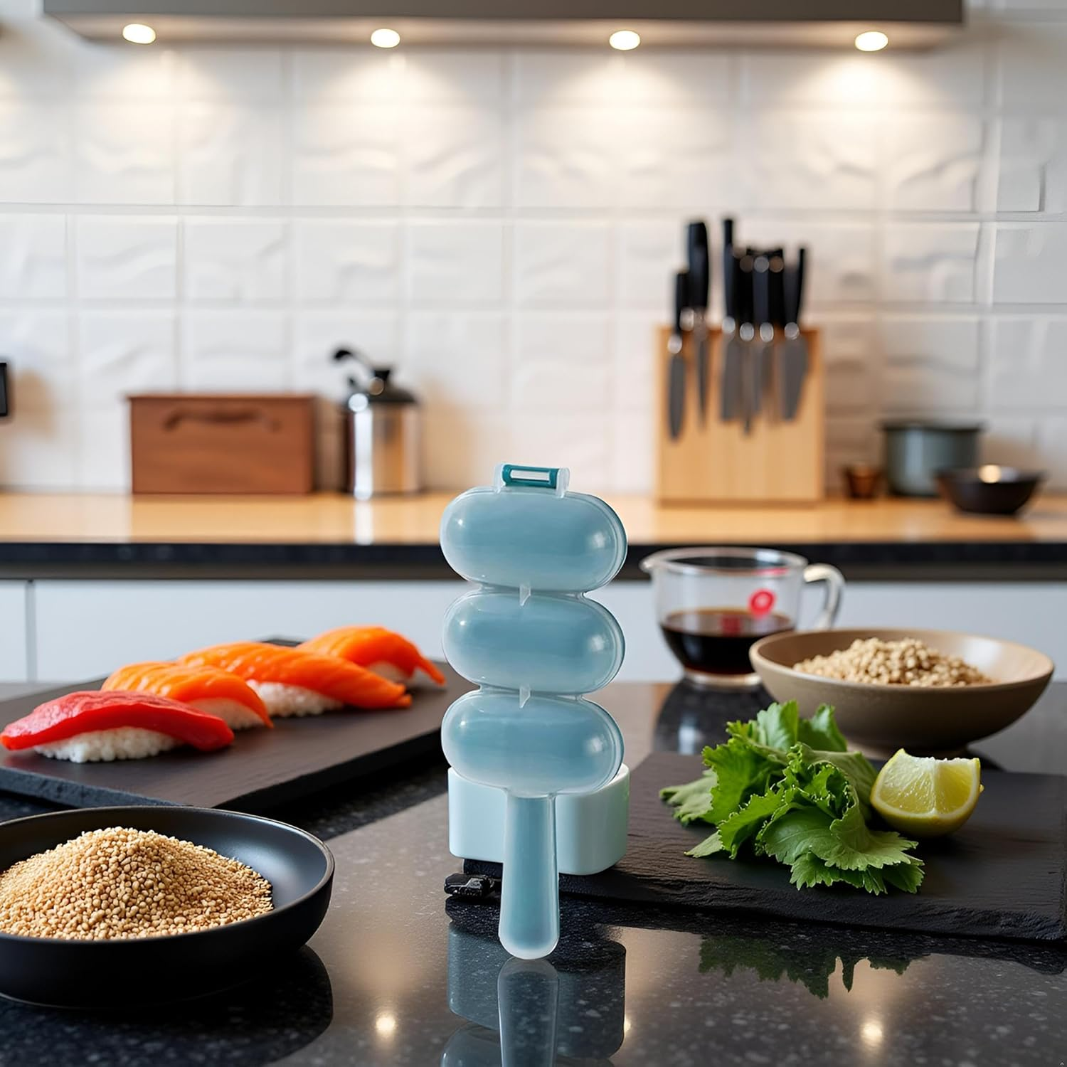 2Pcs Blue Rice Ball Maker Kit - 3-In-1 Sushi Mold and Shaping Tool, DIY Japanese Cooking Gadget for Bento Onigiri, Creative Kitchen Accessories for Adults/Kids image number 6