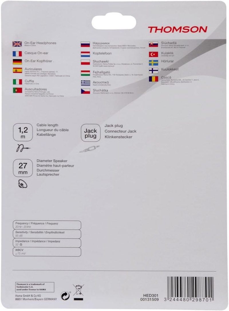 Thomson | Mini Headphones (3.5Mm Jack) for Imac/Laptop/Dj/Mp3 Players | Black image number 2