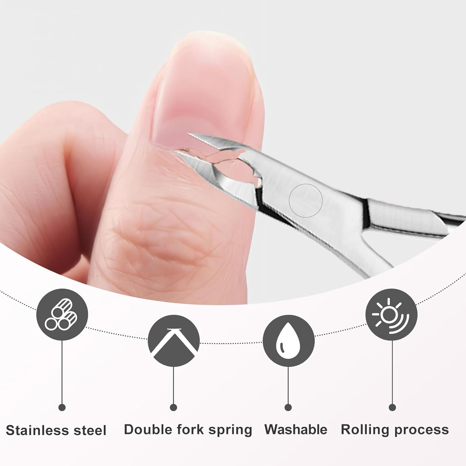 Cuticle Nippers Made of Stainless Steel with Ergonomic Cuticle Scissors for Precise Removal of Excess Cuticles and Hard Dead Skin on Fingers and Toes, Double Spring Supported image number 6