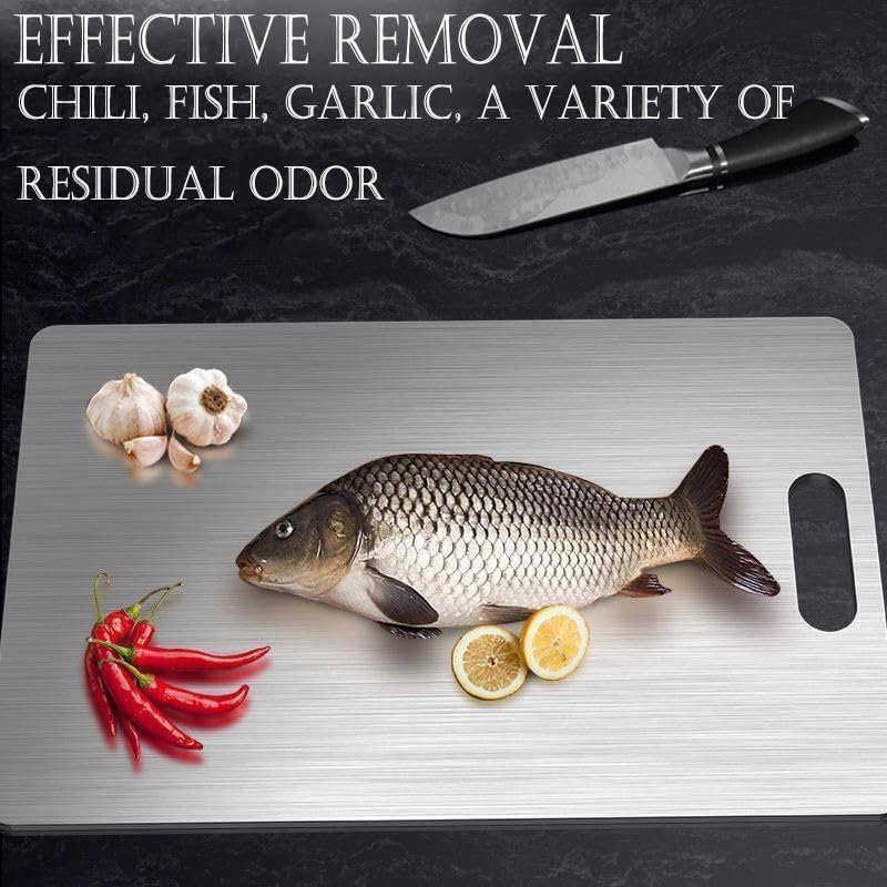 2 Pack Cutting Boards for Kitchen, Stainless Steel Cutting Board, Upgrade Double Sided Board, 304 Stainless Steel Food Grade Cutting Board for Meat Fruit & Vegetable(34&times;23, 39&times;28Cm) image number 6