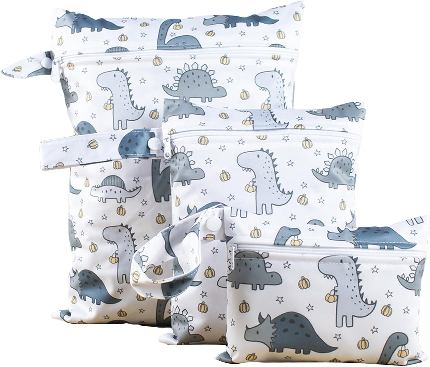 Pack of 3 Dinosaur Motifs Wet Bags Nappy Bag, Wetbag, Wetbag, Nursery Nappy Bag for on the Go with Zip, Wet Bag, Nappy Bag, Wet Bag, Organiser for Swimming and Travel image number 4